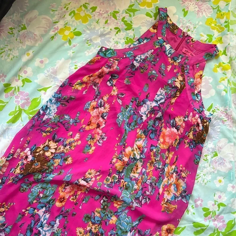 BetseyJohnson Floral Halter Mini Dress Hot Pink4 BetseyJohnson Floral Halter Mini Dress Hot Pink4